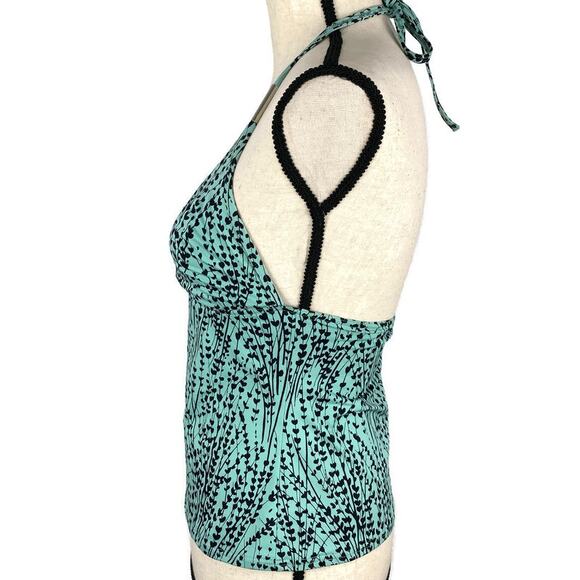 Victoria Secret Swim Tankini Top Teal Green Vine Print Halter Womens Sz 34C - Picture 4 of 13